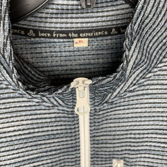 PRANA 1/4-Zip Pullover Mens XL Striped Waffle Sweatshirt Base Layer Blue - Picture 10 of 10